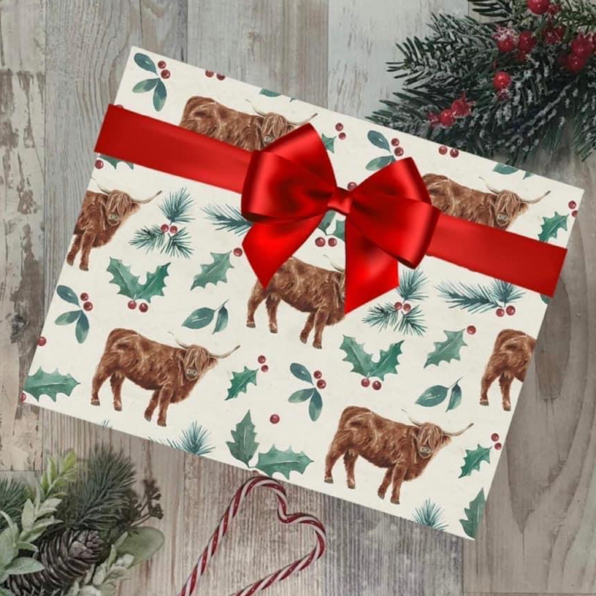 Cow Print Gift Wrapping Paper , Christmas Cow Print Gift Wrapping